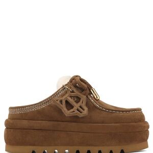 Naked Wolfe platform moccasins size 7 tan suede shearling